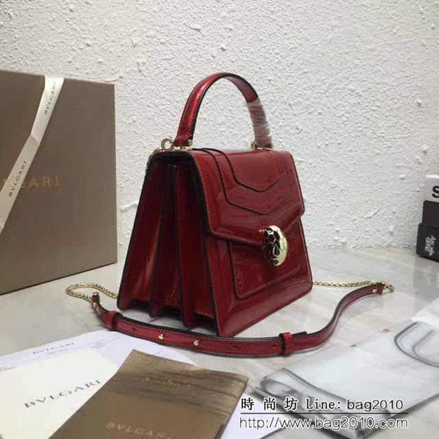 BVLGARI寶格麗 專櫃新款 蛇頭扣環 漆皮手提肩背斜挎包 可拆卸肩帶 38329 FYD1396